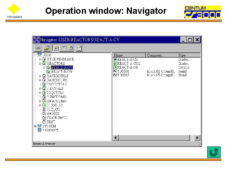 YOKOGAWA Operation window: Navigator 