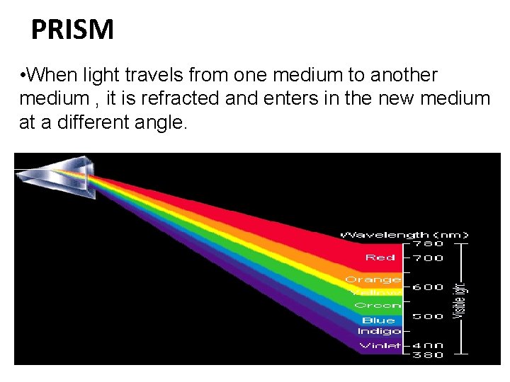 PRISM • When light travels from one medium to another medium , it is