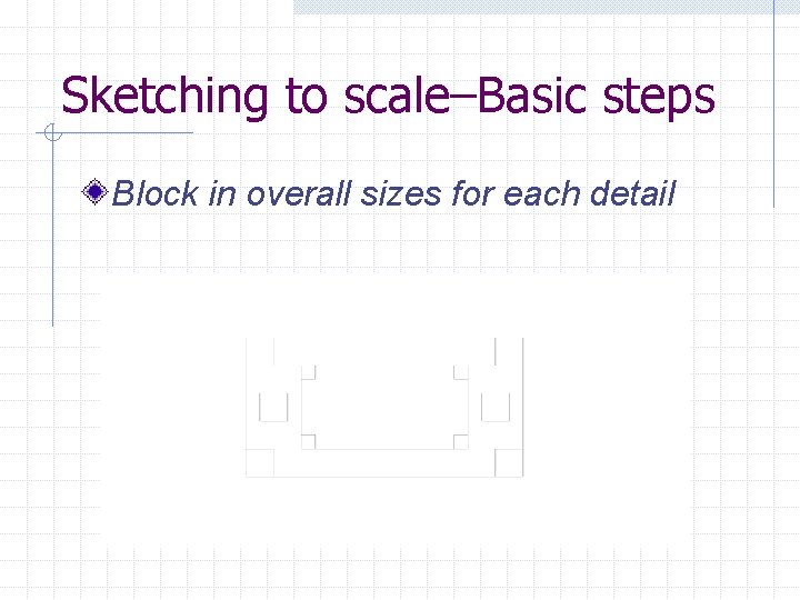 Sketching to scale–Basic steps Block in overall sizes for each detail 