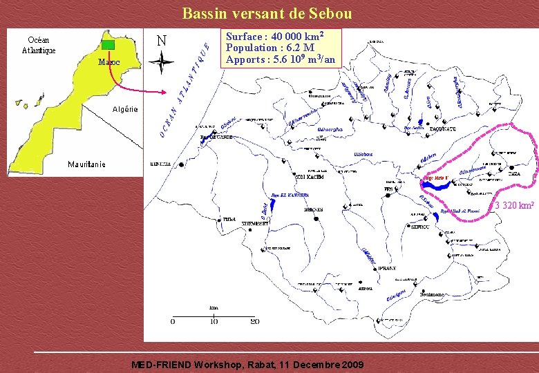 Bassin versant de Sebou Surface : 40 000 km 2 Population : 6. 2