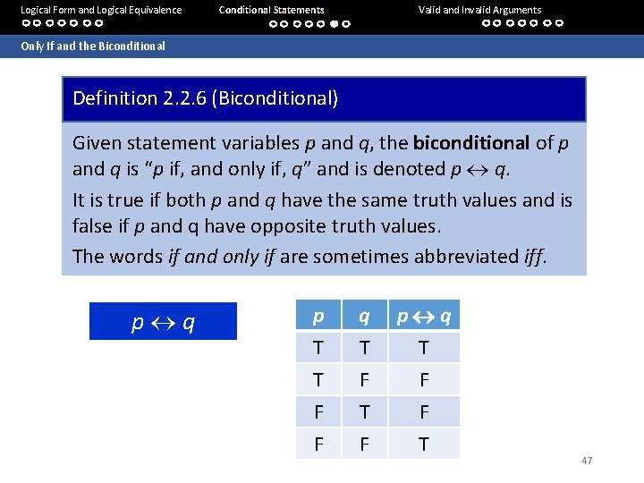 Logical Form and Logical Equivalence Conditional Statements Valid and Invalid Arguments Only If and