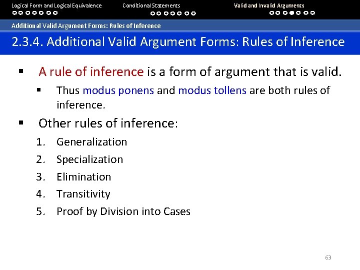 Logical Form and Logical Equivalence Conditional Statements Valid and Invalid Arguments Additional Valid Argument Logical Form and Logical Equivalence Conditional Statements Valid and Invalid Arguments Additional Valid Argument