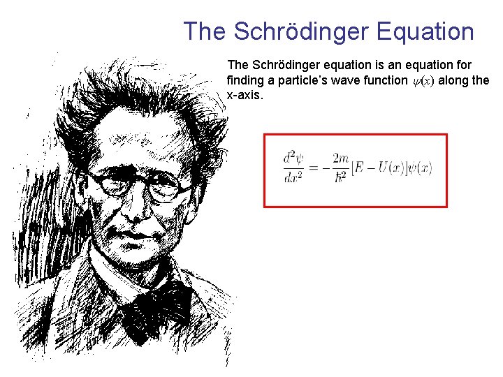 The Schrödinger Equation The Schrödinger equation is an equation for finding a particle’s wave