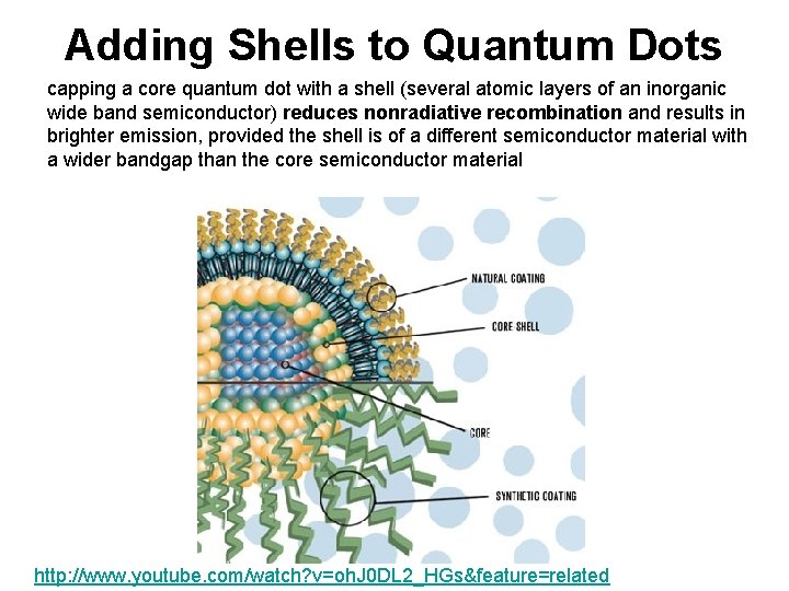 Adding Shells to Quantum Dots capping a core quantum dot with a shell (several