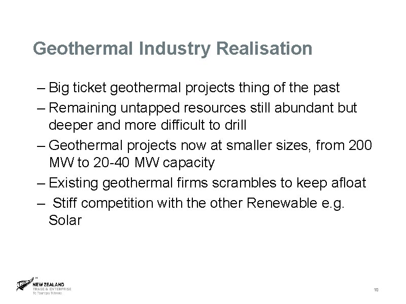 Geothermal Industry Realisation – Big ticket geothermal projects thing of the past – Remaining