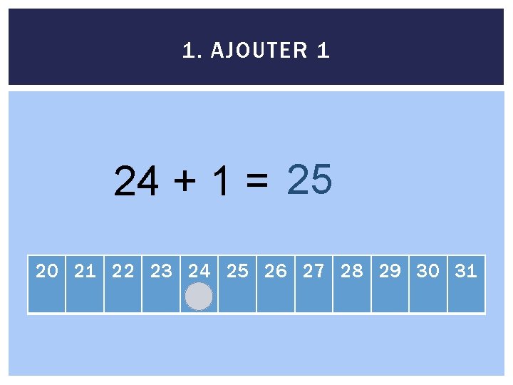 1. AJOUTER 1 24 + 1 = 25 20 21 22 23 24 25