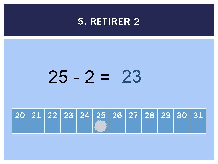 5. RETIRER 2 25 - 2 = 23 20 21 22 23 24 25