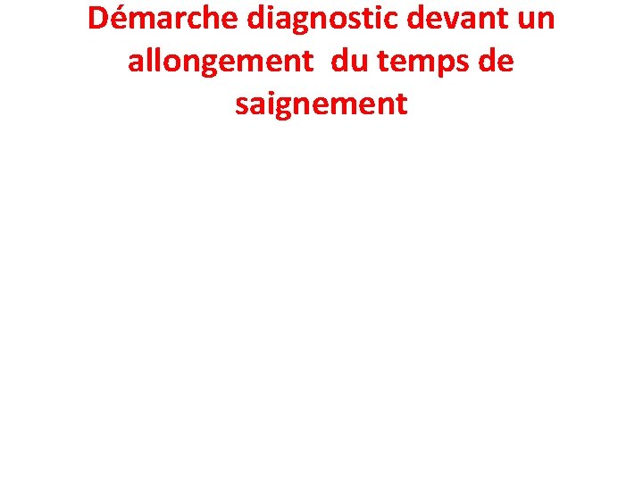 Démarche diagnostic devant un allongement du temps de saignement 