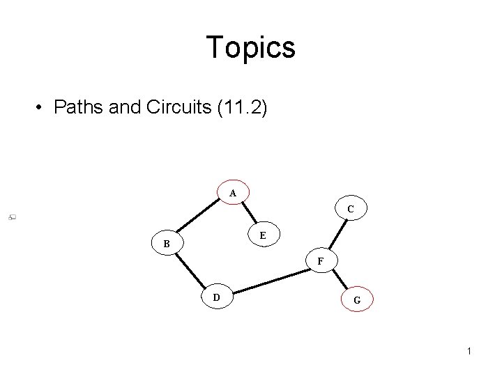 Topics • Paths and Circuits (11. 2) A C E B F D G