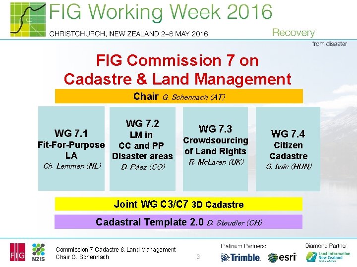 FIG Commission 7 on Cadastre & Land Management Chair G. Schennach (AT) WG 7.