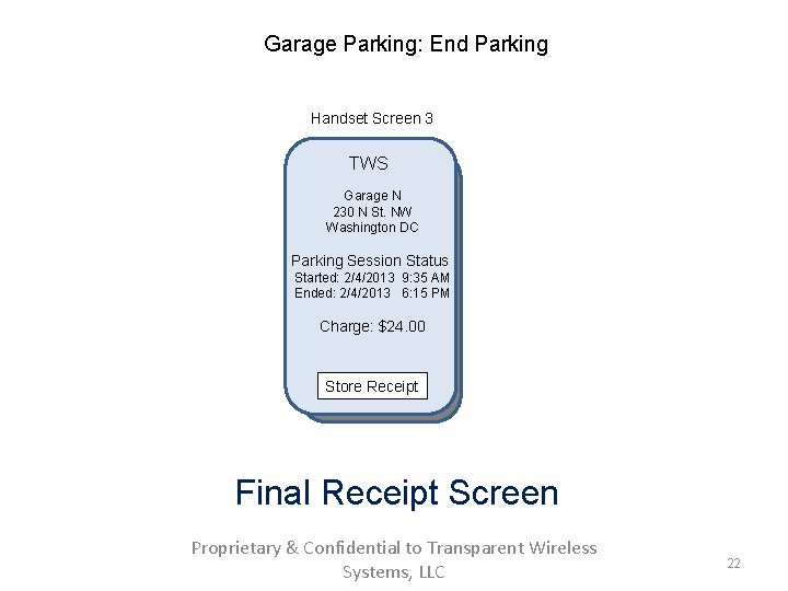 Garage Parking: End Parking Handset Screen 3 TWS Garage N 230 N St. NW