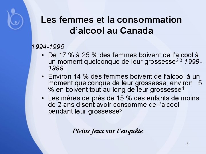 Les femmes et la consommation d’alcool au Canada 1994 -1995 • De 17 %