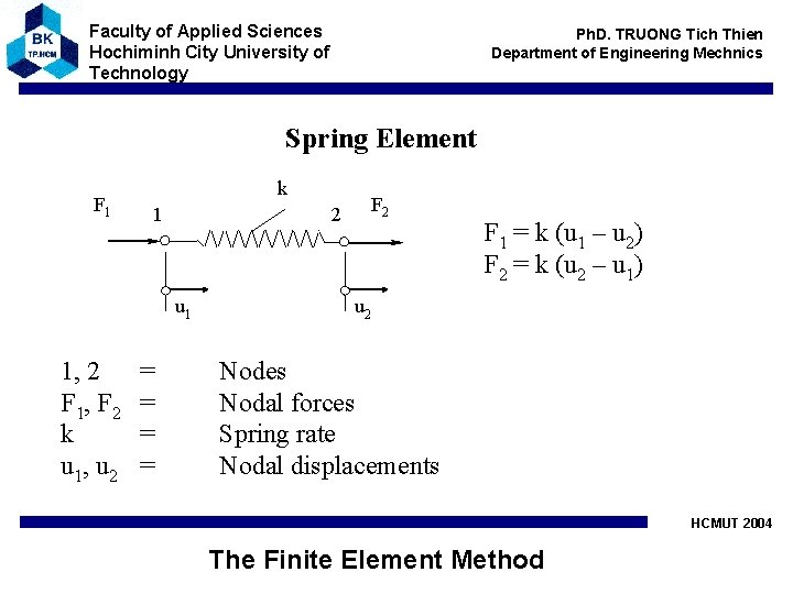 Faculty of Applied Sciences Hochiminh City University of Technology Ph. D. TRUONG Tich Thien