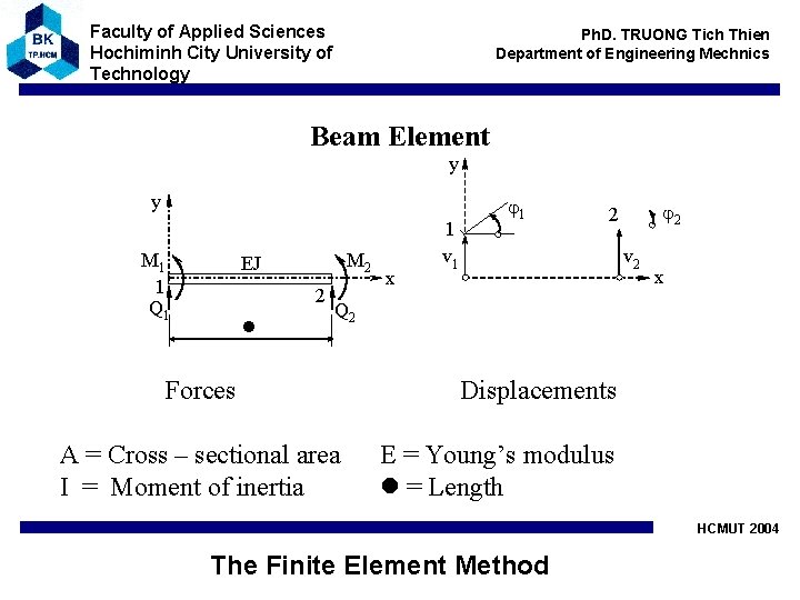 Faculty of Applied Sciences Hochiminh City University of Technology Ph. D. TRUONG Tich Thien