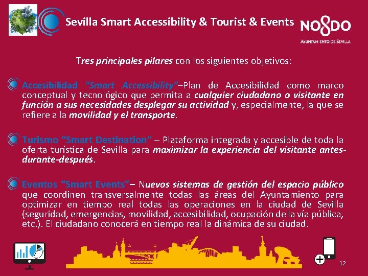 Sevilla Smart Accessibility & Tourist & Events Tres principales pilares con los siguientes objetivos: