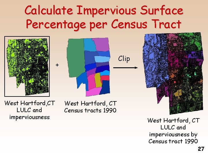 Calculate Impervious Surface Percentage per Census Tract Clip + West Hartford, CT LULC and