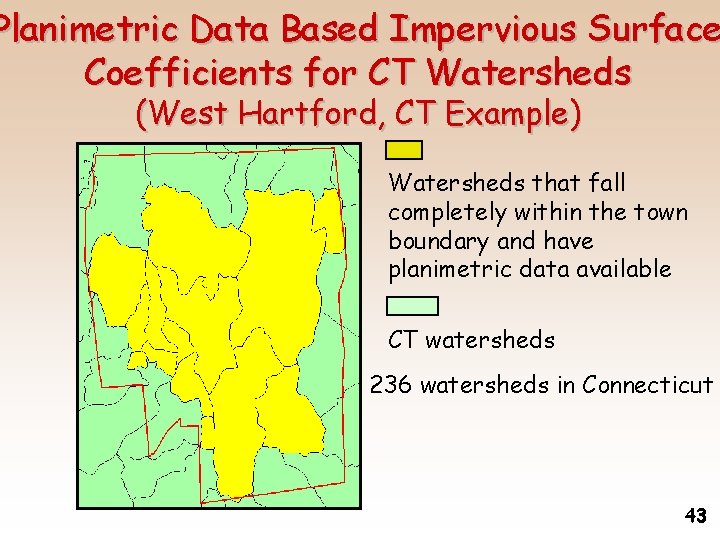 Planimetric Data Based Impervious Surface Coefficients for CT Watersheds (West Hartford, CT Example) Watersheds