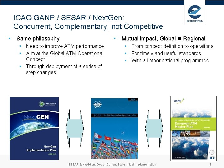 ICAO GANP / SESAR / Next. Gen: Concurrent, Complementary, not Competitive § § Same ICAO GANP / SESAR / Next. Gen: Concurrent, Complementary, not Competitive § § Same