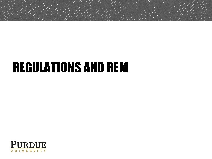 REGULATIONS AND REM 