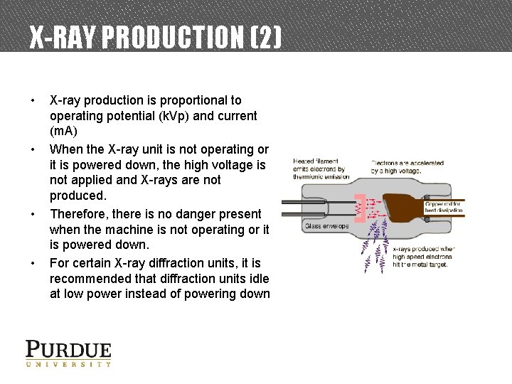 X-RAY PRODUCTION (2) • • X-ray production is proportional to operating potential (k. Vp)