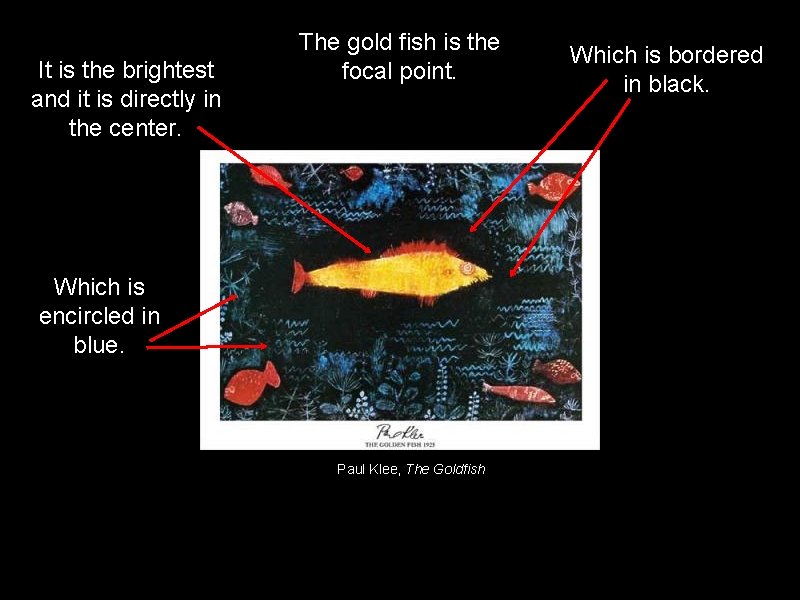 It is the brightest and it is directly in the center. The gold fish