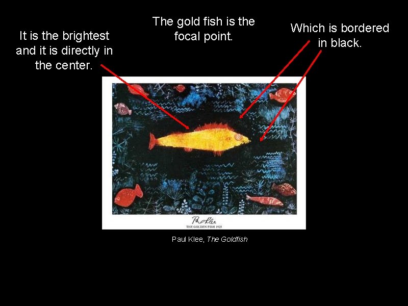 It is the brightest and it is directly in the center. The gold fish