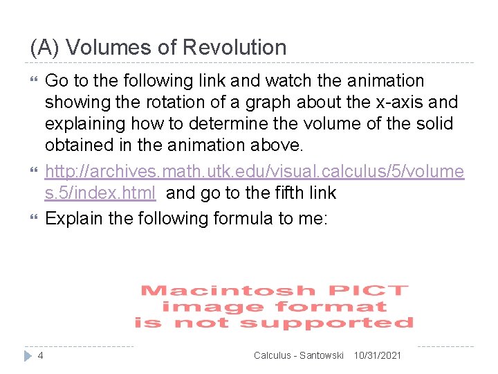 (A) Volumes of Revolution Go to the following link and watch the animation showing