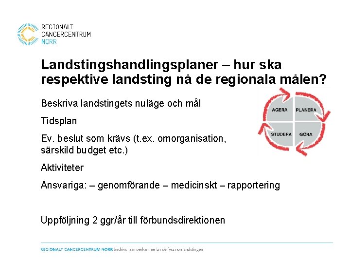 Landstingshandlingsplaner – hur ska respektive landsting nå de regionala målen? Beskriva landstingets nuläge och