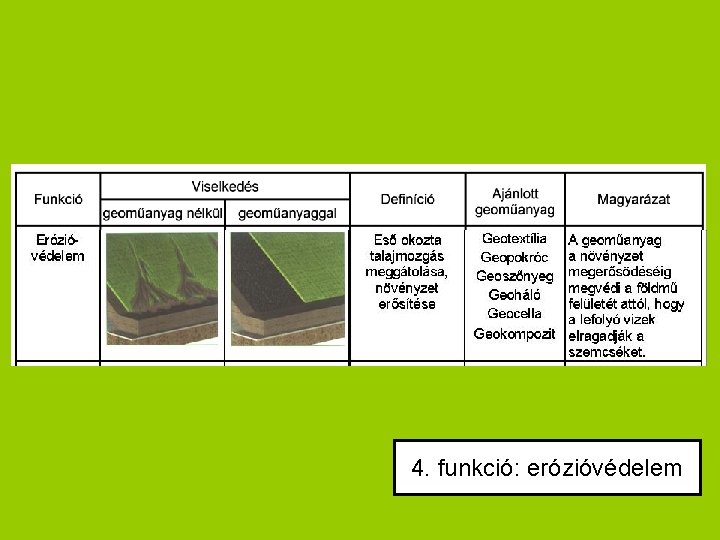 4. funkció: erózióvédelem 