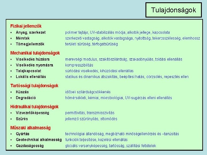 Tulajdonságok 