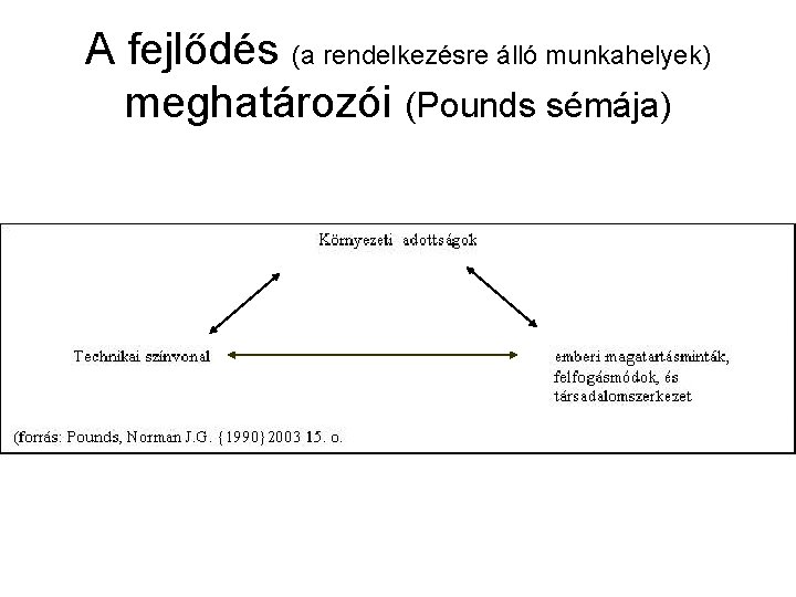 A fejlődés (a rendelkezésre álló munkahelyek) meghatározói (Pounds sémája) 