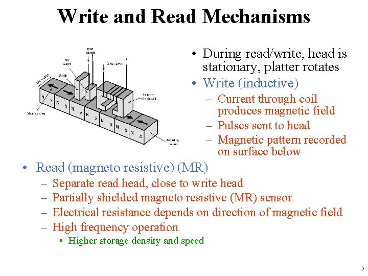 Write and Read Mechanisms • During read/write, head is stationary, platter rotates • Write Write and Read Mechanisms • During read/write, head is stationary, platter rotates • Write