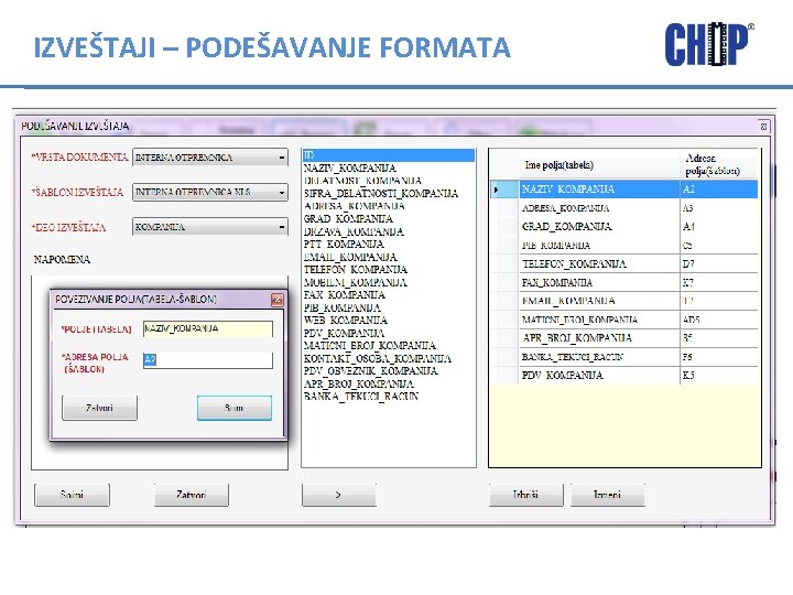 IZVEŠTAJI – PODEŠAVANJE FORMATA 