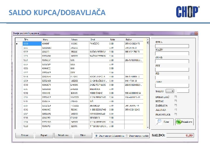 SALDO KUPCA/DOBAVLJAČA 