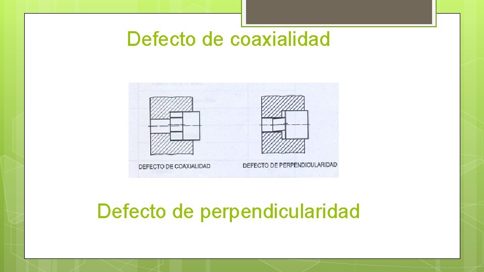 Defecto de coaxialidad Defecto de perpendicularidad 