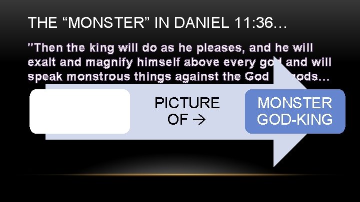 THE “MONSTER” IN DANIEL 11: 36… "Then the king will do as he pleases,