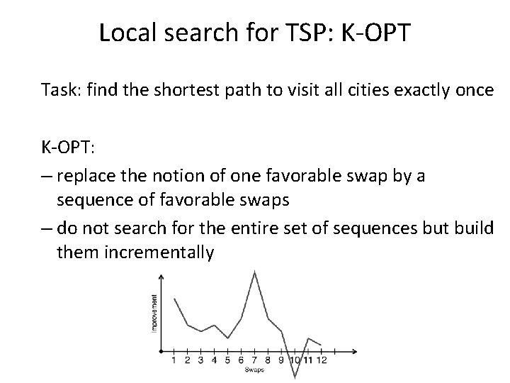 Local search for TSP: K-OPT Task: find the shortest path to visit all cities