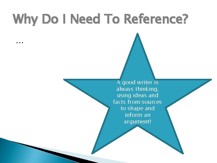 Why Do I Need To Reference? … A good writer is always thinking, using