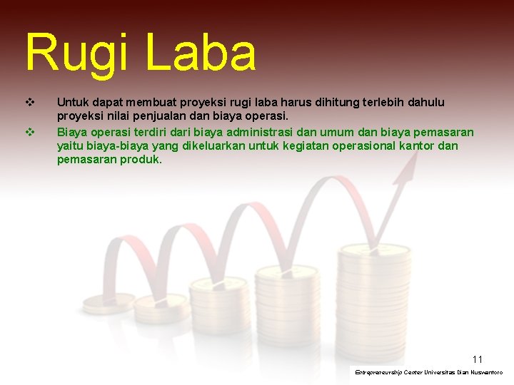 Rugi Laba v v Untuk dapat membuat proyeksi rugi laba harus dihitung terlebih dahulu