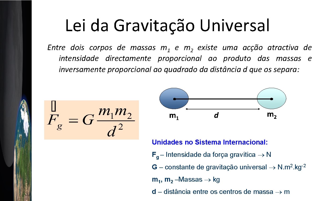 Lei da Gravitação Universal Entre dois corpos de massas m 1 e m 2