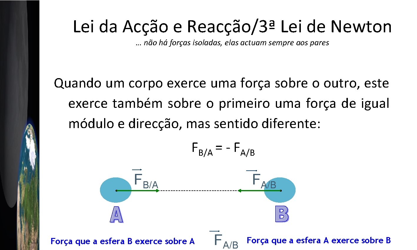 Lei da Acção e Reacção/3ª Lei de Newton … não há forças isoladas, elas