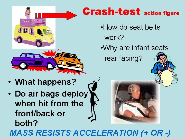 Crash-test action figure • How do seat belts work? • Why are infant seats