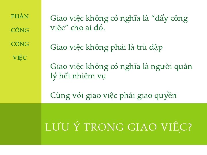 PH N CÔNG VIỆC Giao việc không có nghĩa là “đẩy công việc” cho