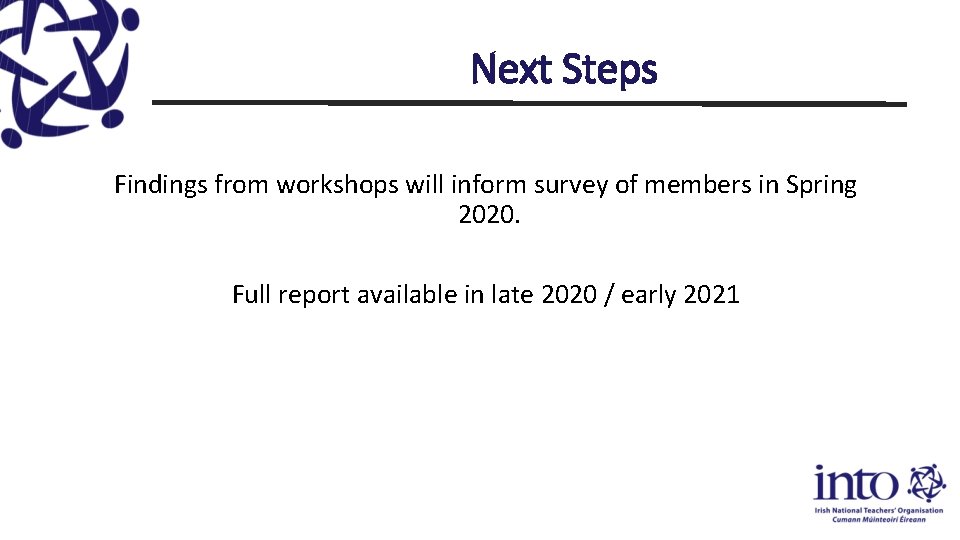 Next Steps Findings from workshops will inform survey of members in Spring 2020. Full