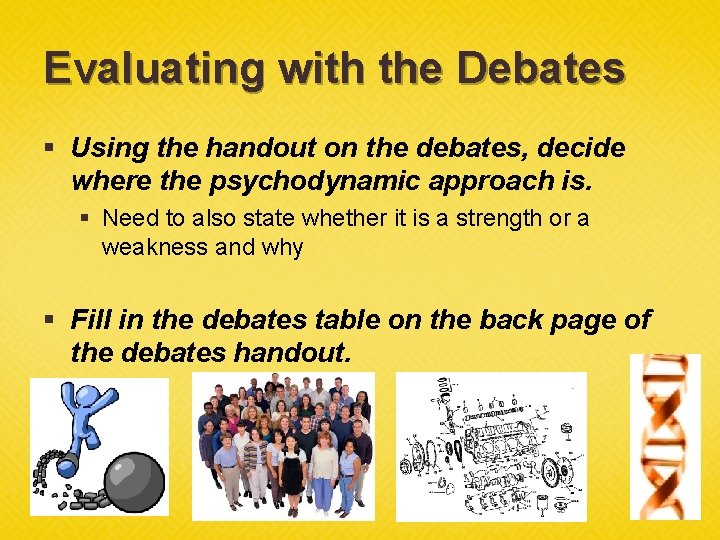 Evaluating with the Debates § Using the handout on the debates, decide where the