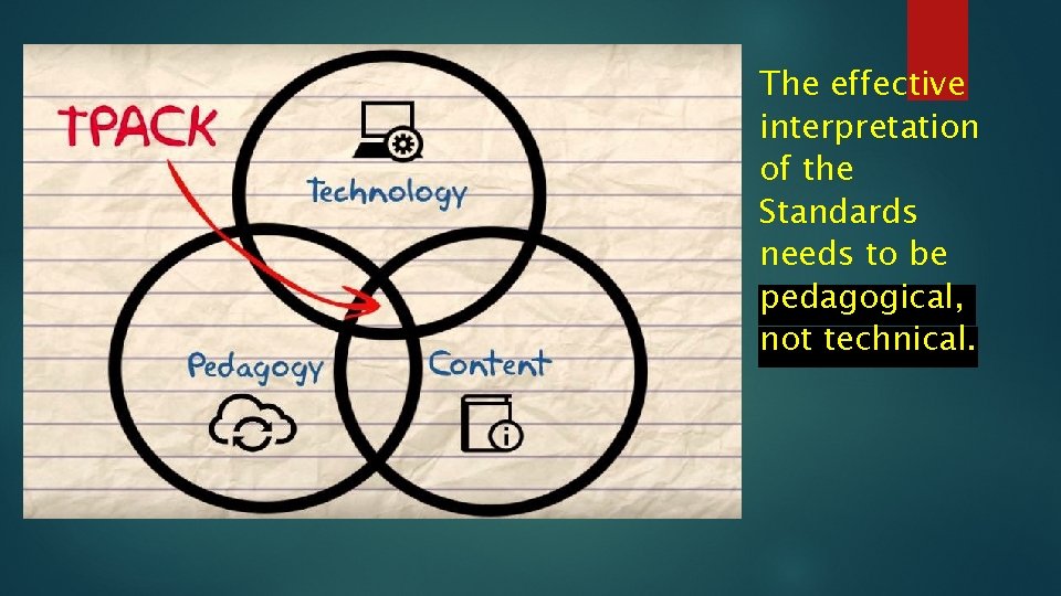 The effective interpretation of the Standards needs to be pedagogical, not technical. 