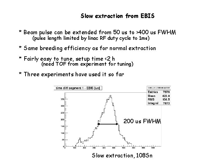 Slow extraction from EBIS * Beam pulse can be extended from 50 us to