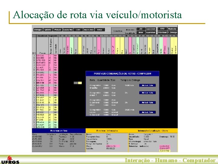 Alocação de rota via veículo/motorista Porto Alegre, 29 de Junho. Interação de 2007 -