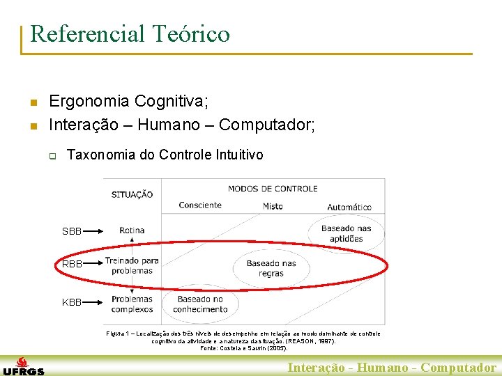 Referencial Teórico n n Ergonomia Cognitiva; Interação – Humano – Computador; q Taxonomia do