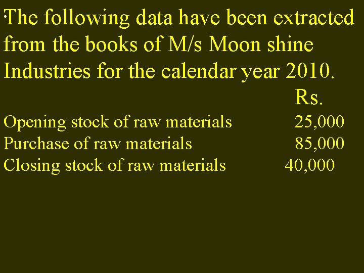 . The following data have been extracted from the books of M/s Moon shine